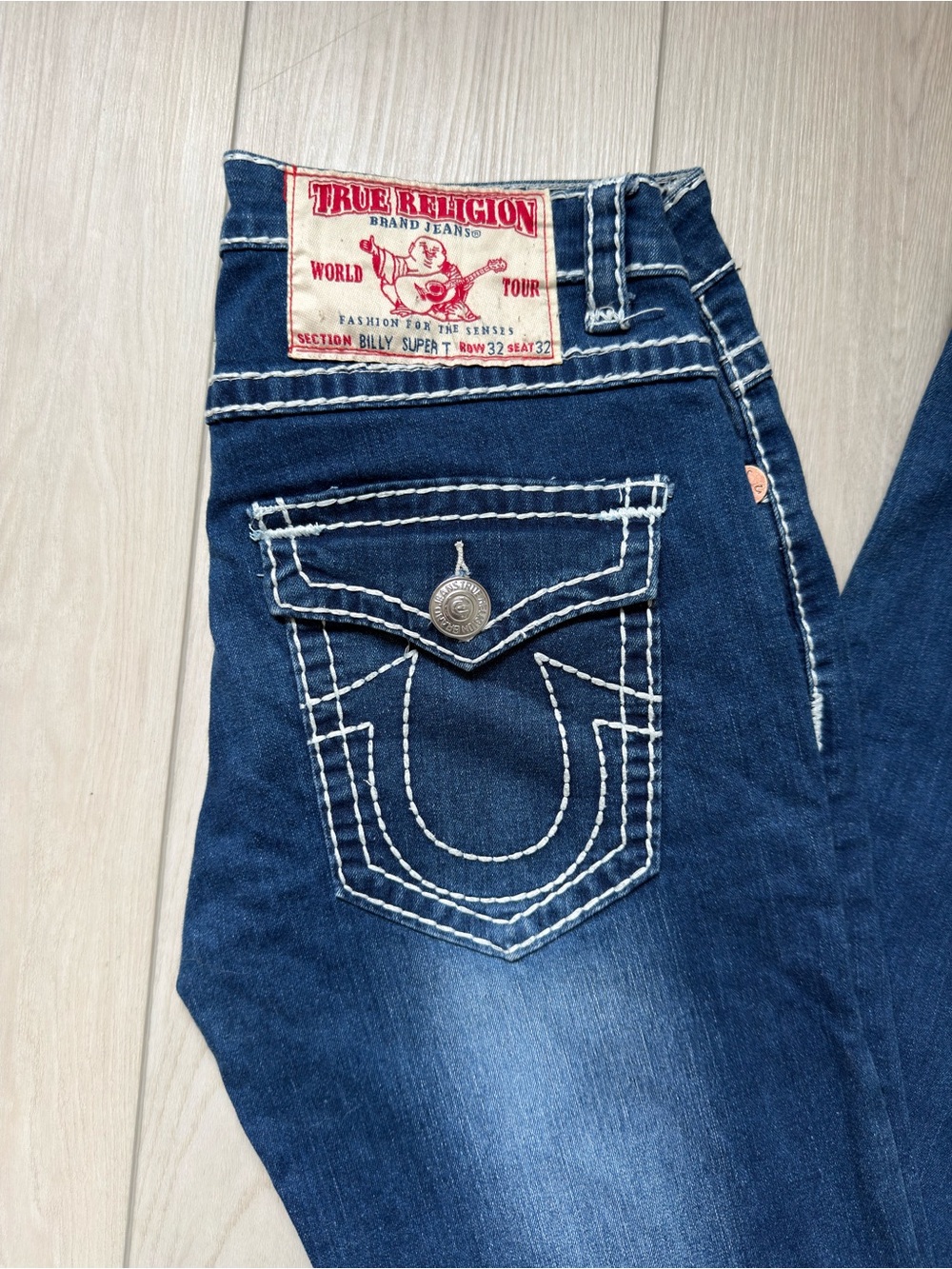 True Religion Billy Super T Jeans Size 32 Made in USA Dark Wash